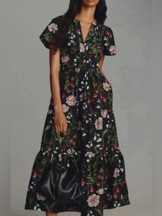 Anthropologie Dresses & Skirts - Anthropologie The Somerset Maxi Dress Tiered Smocked Waist Floral Black XL